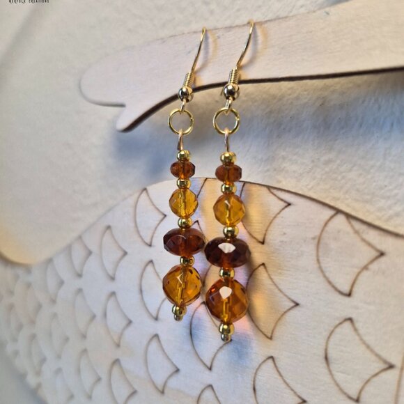 Sunset Orange Upcycled Earrings - Picture 4 of 7